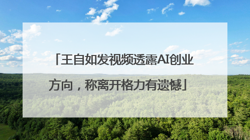 王自如发视频透露AI创业方向，称离开格力有遗憾
