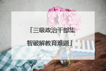 三级政治干部集智破解教育难题
