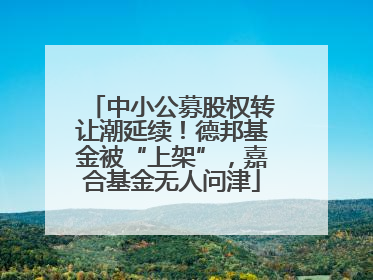 中小公募股权转让潮延续！德邦基金被“上架”，嘉合基金无人问津