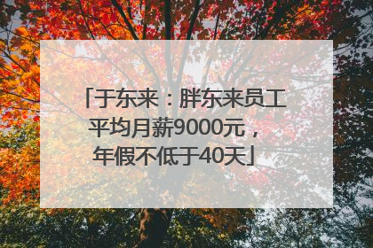 于东来：胖东来员工平均月薪9000元，年假不低于40天