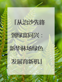 从治沙先锋到绿富同兴：新华林场绿色发展育新机