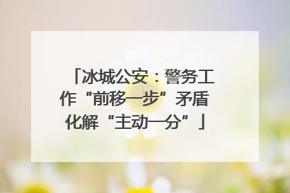 冰城公安：警务工作“前移一步”矛盾化解“主动一分”