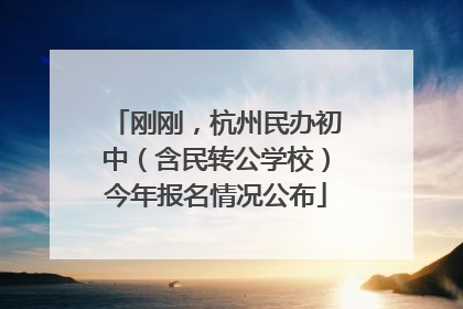 刚刚，杭州民办初中（含民转公学校）今年报名情况公布