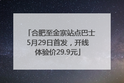 合肥至金寨站点巴士5月29日首发，开线体验价29.9元