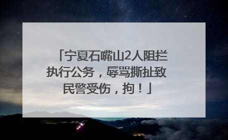 宁夏石嘴山2人阻拦执行公务，辱骂撕扯致民警受伤，拘！