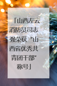 山西左云消防员司志强荣获“山西省优秀共青团干部”称号