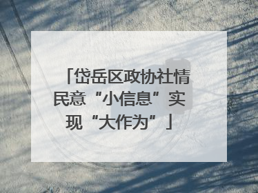 岱岳区政协社情民意“小信息”实现“大作为”