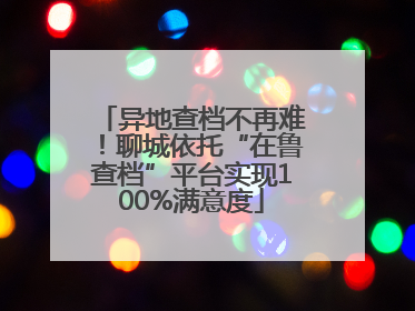 异地查档不再难！聊城依托“在鲁查档”平台实现100%满意度
