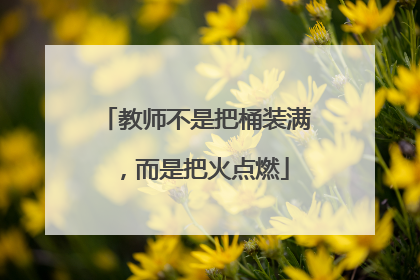 教师不是把桶装满，而是把火点燃
