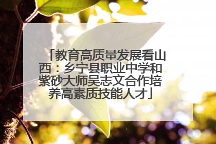 教育高质量发展看山西：乡宁县职业中学和紫砂大师吴志文合作培养高素质技能人才