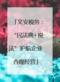 文安税务：“民法典+税法”护航企业合规经营