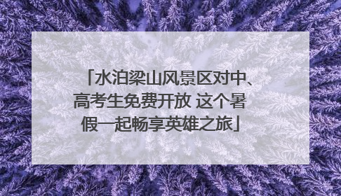 水泊梁山风景区对中、高考生免费开放 这个暑假一起畅享英雄之旅