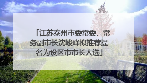 江苏泰州市委常委、常务副市长沈峻峰拟推荐提名为设区市市长人选