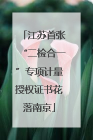 江苏首张“二检合一”专项计量授权证书花落南京