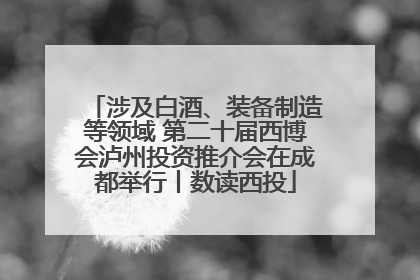 涉及白酒、装备制造等领域 第二十届西博会泸州投资推介会在成都举行丨数读西投