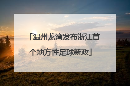 温州龙湾发布浙江首个地方性足球新政
