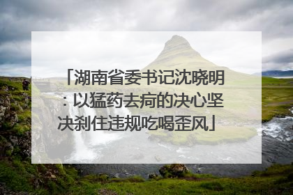 湖南省委书记沈晓明：以猛药去疴的决心坚决刹住违规吃喝歪风