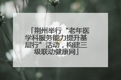 荆州举行“老年医学科服务能力提升基层行”活动，构建三级联动健康网