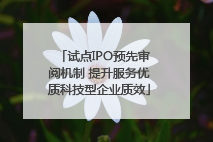 试点IPO预先审阅机制 提升服务优质科技型企业质效