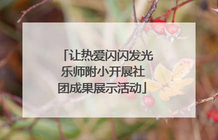 让热爱闪闪发光 乐师附小开展社团成果展示活动