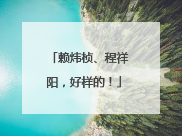赖炜桢、程祥阳，好样的！