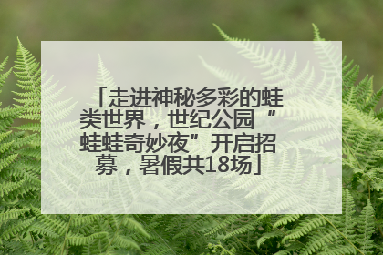 走进神秘多彩的蛙类世界，世纪公园“蛙蛙奇妙夜”开启招募，暑假共18场