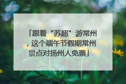跟着“苏超”游常州，这个端午节假期常州景点对扬州人免票