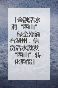 金融活水润“两山”｜绿金潮涌看湖州：信贷活水激发“两山”转化势能