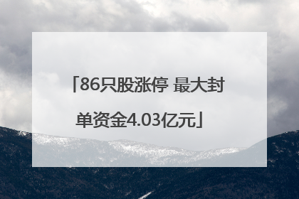 86只股涨停 最大封单资金4.03亿元